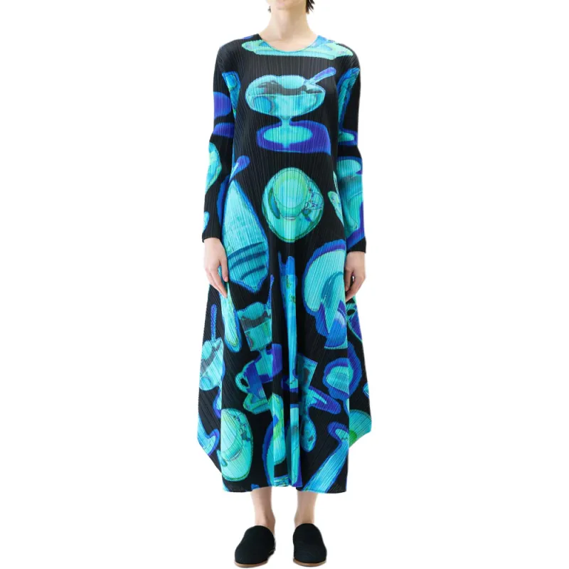 PLEATS PLEASE ISSEY MIYAKE Abstract print Midi Dress-1