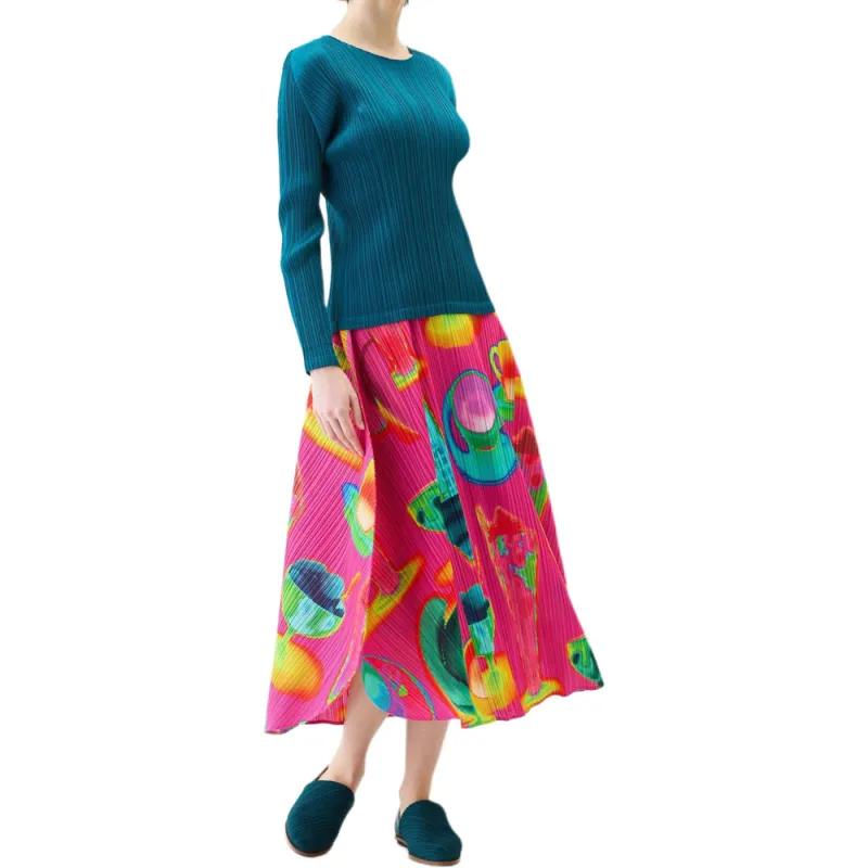 PLEATS PLEASE ISSEY MIYAKE Casual Long Skirt Women's Red-4