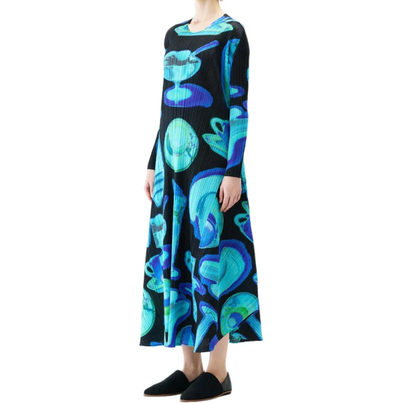PLEATS PLEASE ISSEY MIYAKE Abstract print Midi Dress-3