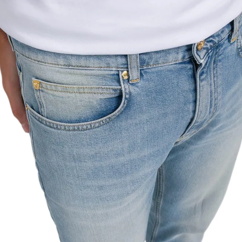 VERSACE Straight Leg Embroidered Logo Jeans-3