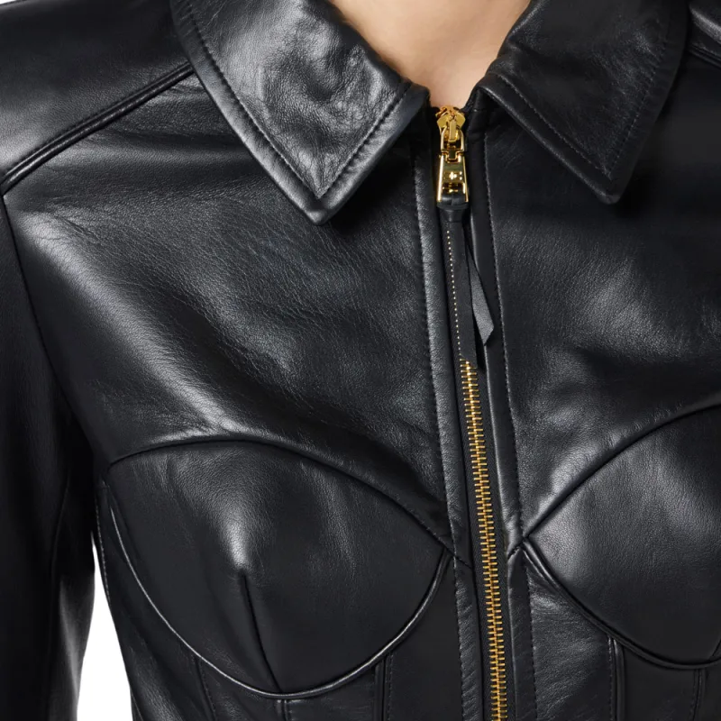 Elisabetta Franchi Peplum Leather Jacket-4