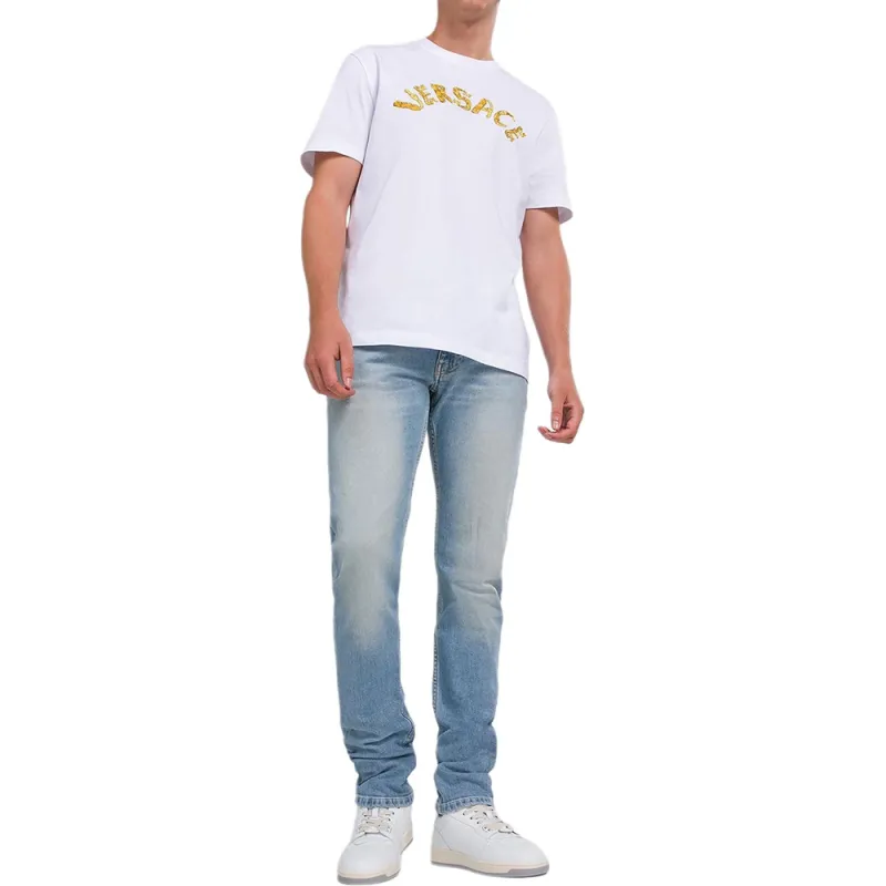 VERSACE Straight Leg Embroidered Logo Jeans-1