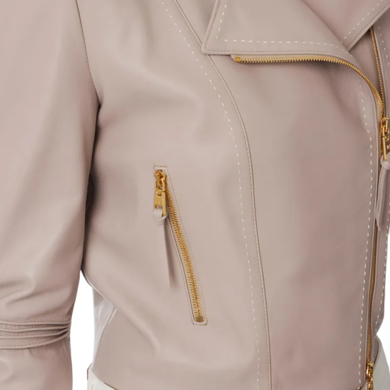 Elisabetta Franchi Contrasted Topstitching Biker Jacket-4
