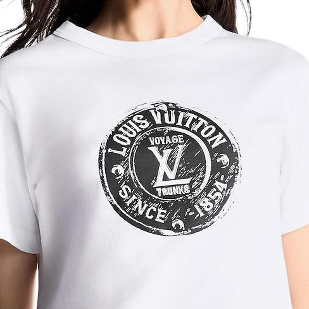 LOUIS VUITTON Logo Embossed Cotton Knitted Fabric Crew Neck