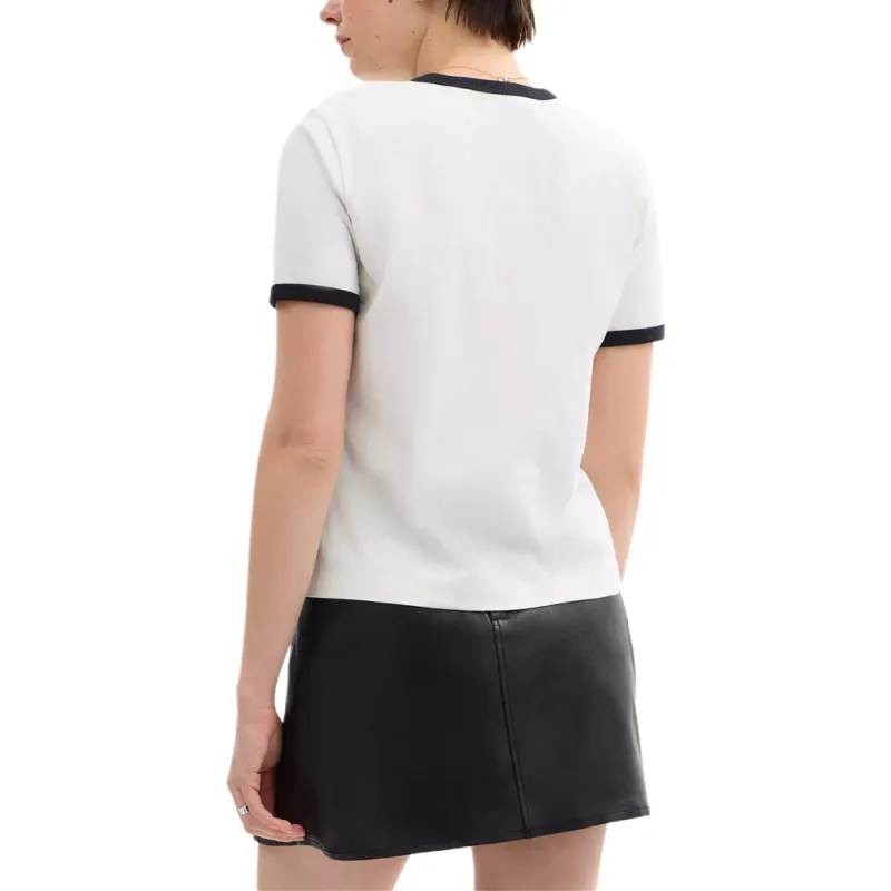 COACH Crew Neck Color Block Trim Short Sleeved Regular T Shirt Women's White-2
