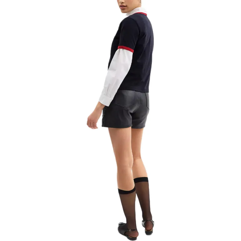 COACH Color Block Trim Crew Neck Short Sleeved T Shirt Women's Black-2