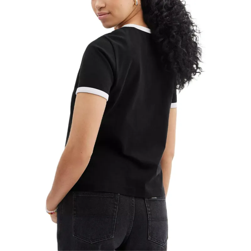 COACH Crew Neck Color Block Trim Short Sleeved Regular T Shirt Women's Black-2