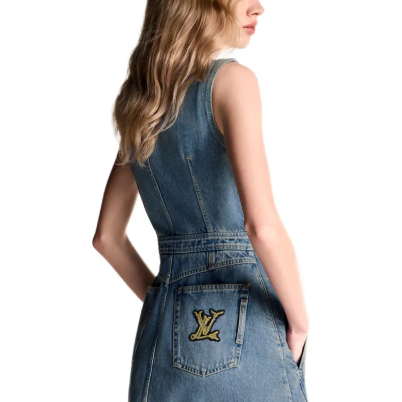 LOUIS VUITTON Button Front Denim Dress-4