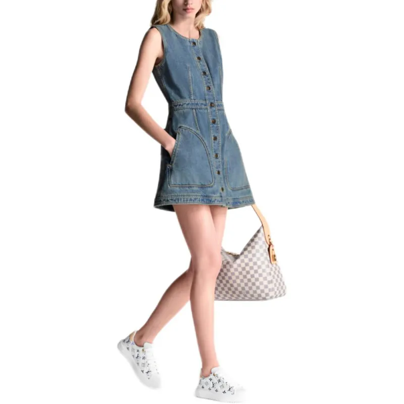 LOUIS VUITTON Button Front Denim Dress-3