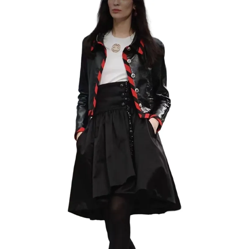CHANEL Leather Jacket Women's Black-2