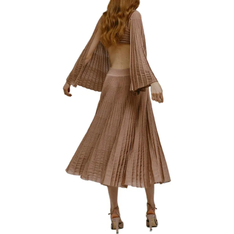 Antonino Valenti Casual Long Skirt Women's Brown-3