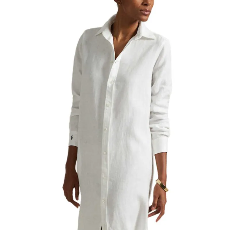 Polo Ralph Lauren SS25 Long Sleeved Dress Women's White-4