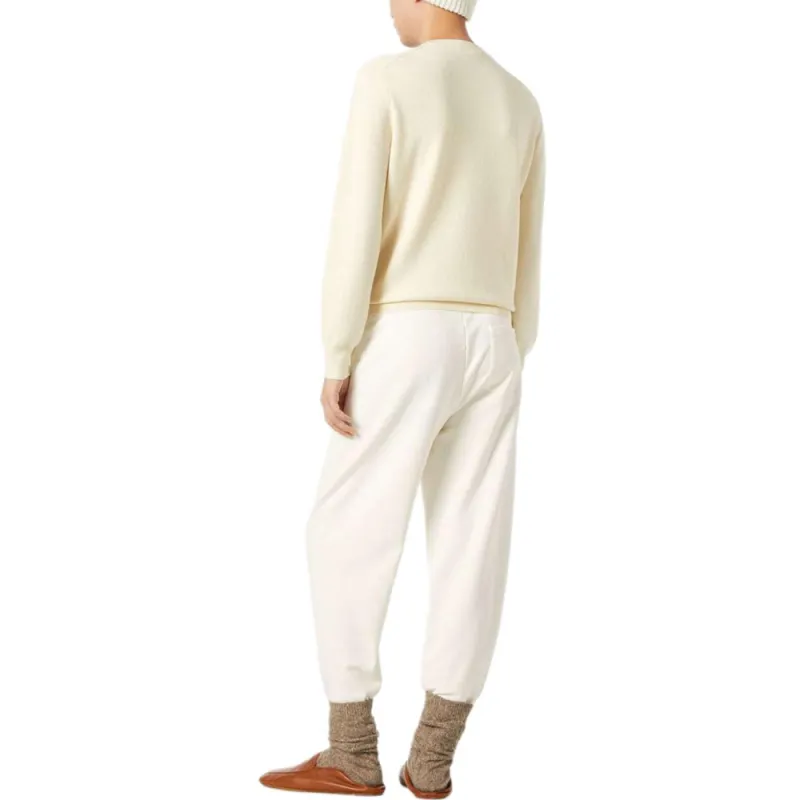 Loro Piana Knitted Sweatpants Men's Cream White-4