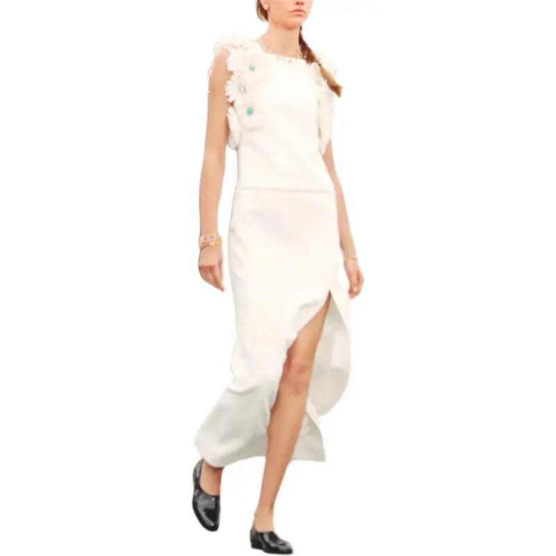 CHANEL 25C Early Spring Vacation Collection Sleeveless Dress Women's White-1
