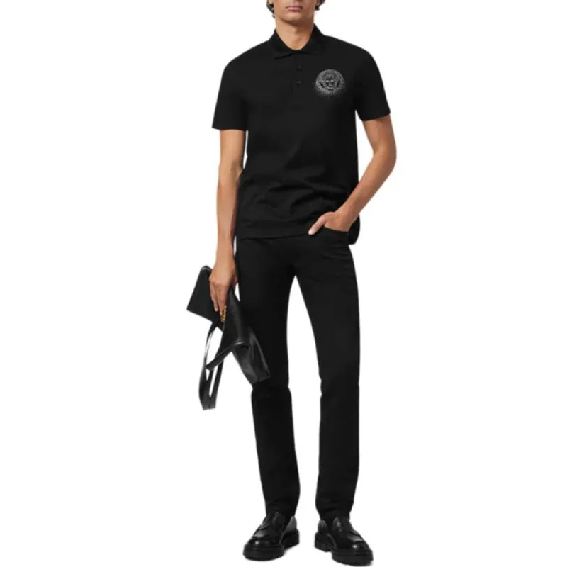 VERSACE Fading Medusa Crystal Polo Shirt-1