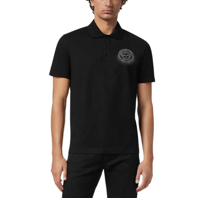VERSACE Fading Medusa Crystal Polo Shirt-2