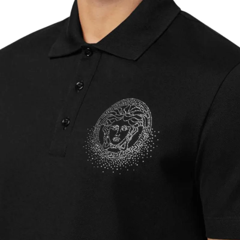 VERSACE Fading Medusa Crystal Polo Shirt-4