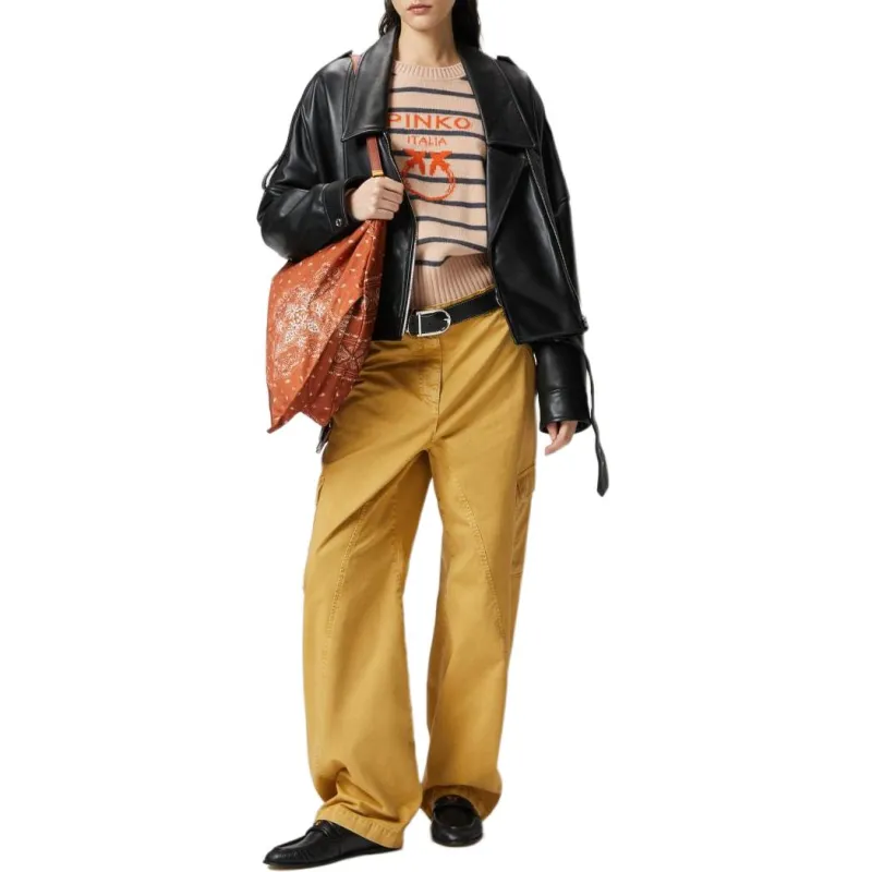 PINKO Love Birds Intarsia Striped Jumper-5