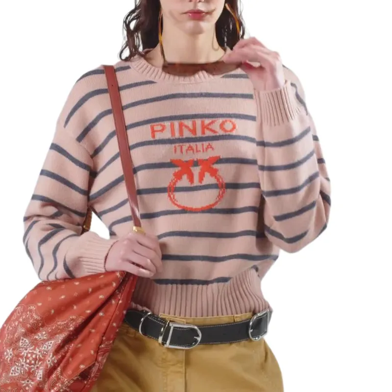 PINKO Love Birds Intarsia Striped Jumper-2