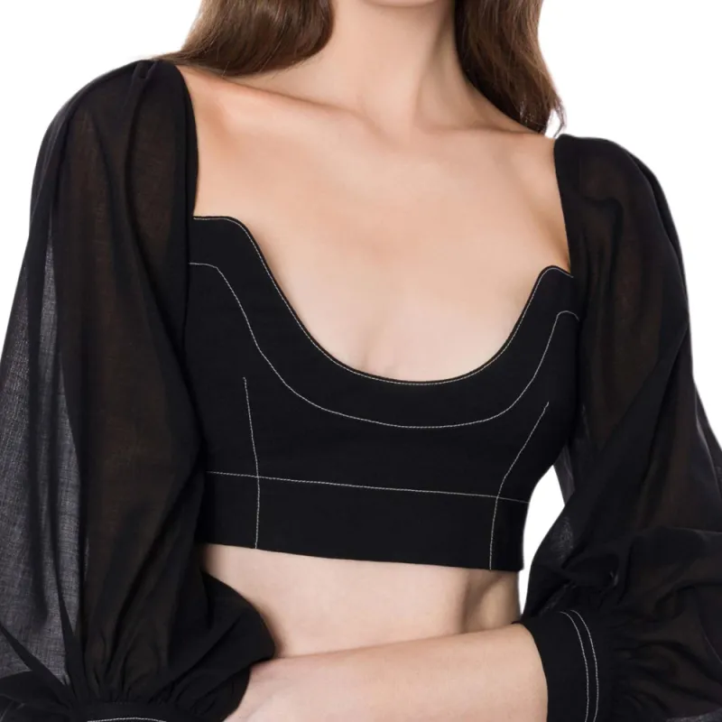 PHILOSOPHY DI LORENZO SERAFINI Bishop sleeves Crop Top-3