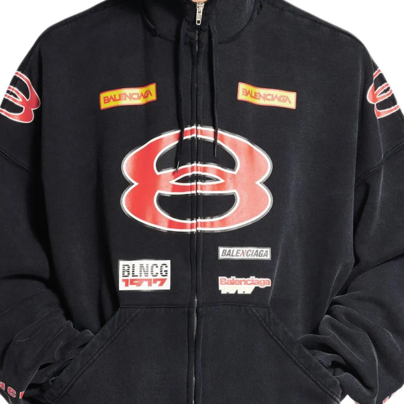 Balenciaga Sponsor Logos Zip Up Hoodie-5
