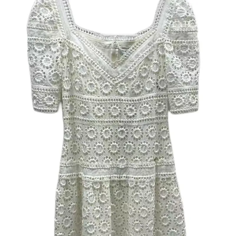 CHANEL 21S Spring Summer Premium Product Short Sleeved Dress Women's White-2