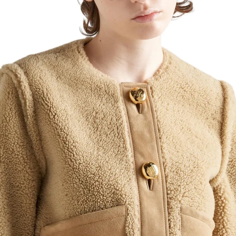 PRADA Shearling Cropped Jacket-4