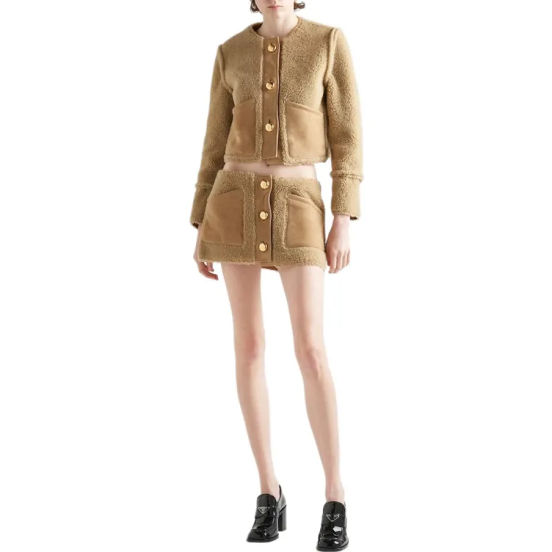 PRADA Shearling Cropped Jacket-1