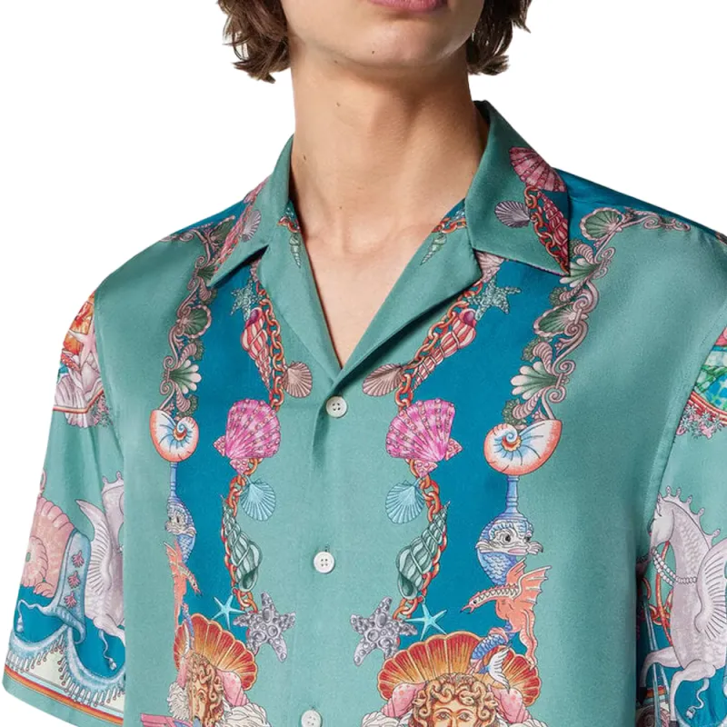 VERSACE Coral Theatre Silk Short sleeve Shirt-4