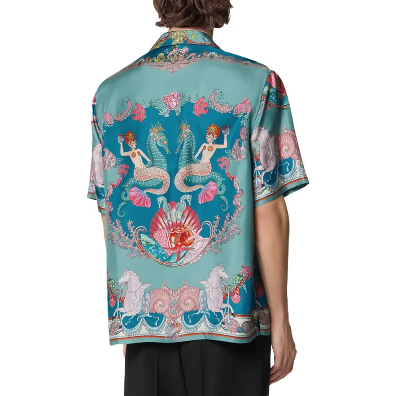VERSACE Coral Theatre Silk Short sleeve Shirt-2