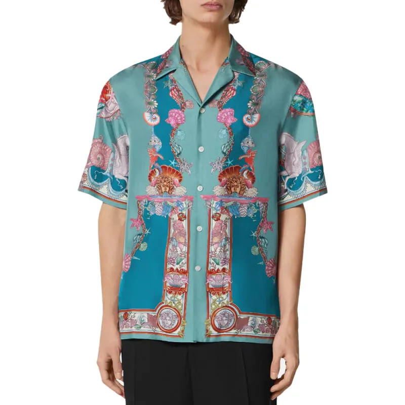 VERSACE Coral Theatre Silk Short sleeve Shirt-1