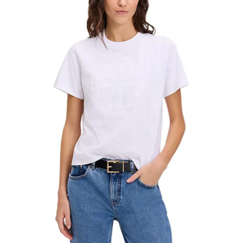 Kate Spade Embroidery Monogram Logo Cotton Short Sleeved T Shirt Regular T Shirt Women's White-1