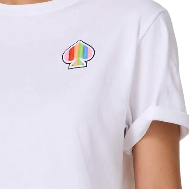 Kate Spade Logo Embroidery Rainbow Short Sleeved T Shirt Regular T Shirt Women's White-3