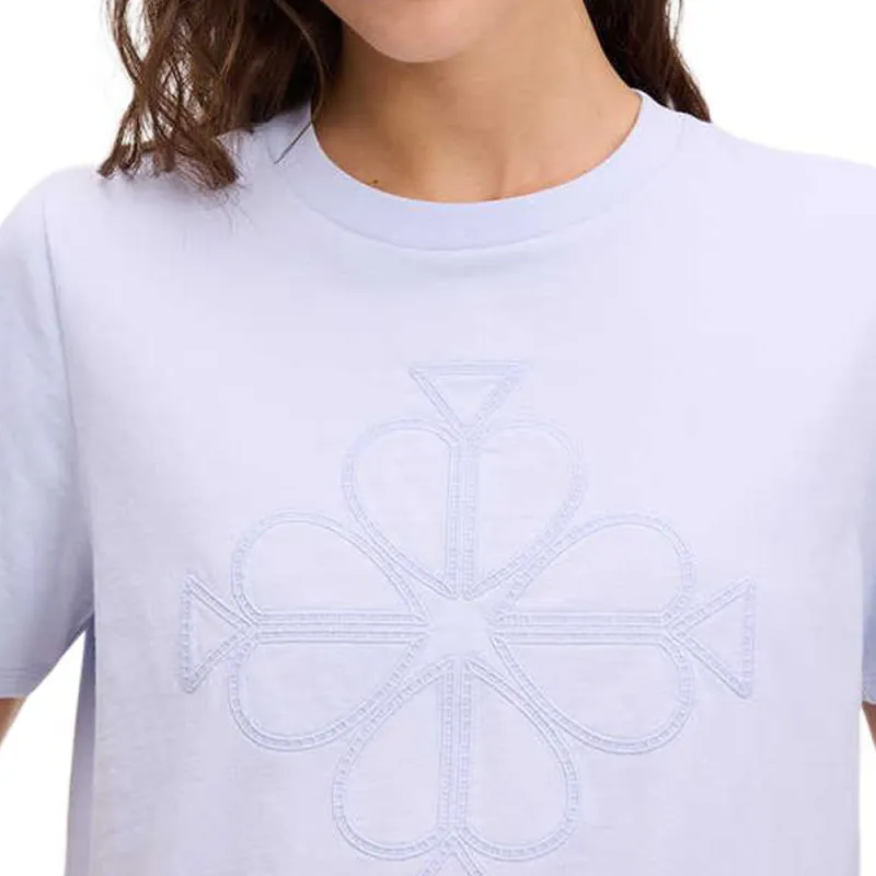 Kate Spade Embroidery Monogram Logo Cotton Short Sleeved T Shirt T Shirt Women's Light Blue-4