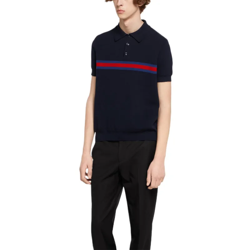 GUCCI Polo Shirt Men's Marine Blue-3