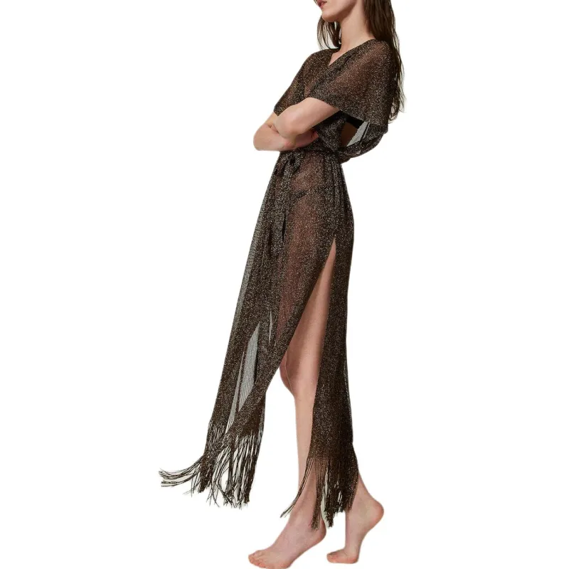 TWINSET MILANO SS25 Shawl Wrap Skirt Women's Brown-3
