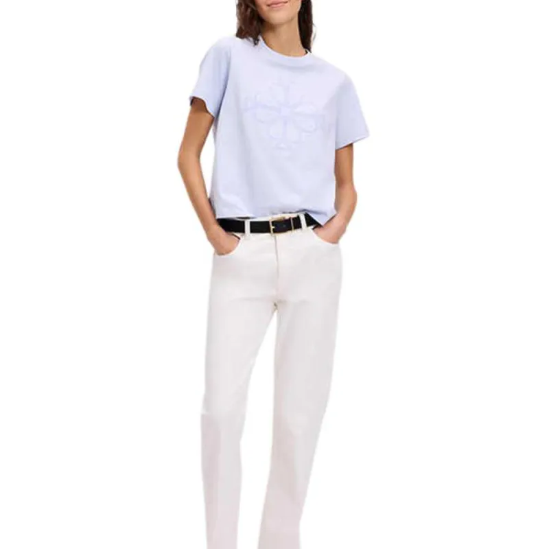 Kate Spade Embroidery Monogram Logo Cotton Short Sleeved T Shirt T Shirt Women's Light Blue-2