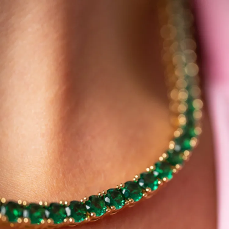 Crystal Haze 18k Gold-Plated Brass Necklaces Women's Green-3