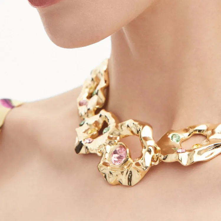 Oscar De La Renta Textured Chain link Necklace-2