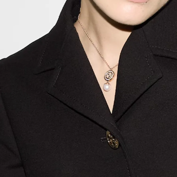 GUCCI Metal Crystal Glass Pearl Necklaces Women's Light Gold-3