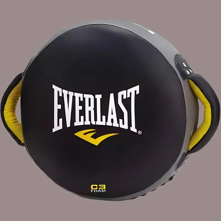 Everlast Taekwondo Equipment Taekwondo Kick Pad Cow Leather Unisex Black Gray-4