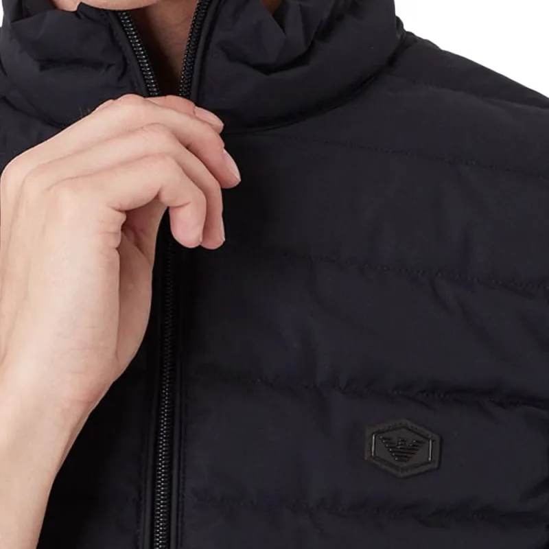 EMPORIO ARMANI Sleeveless Full zip Down Jacket In Quilted Nylon With Eagle Logo Patch-4