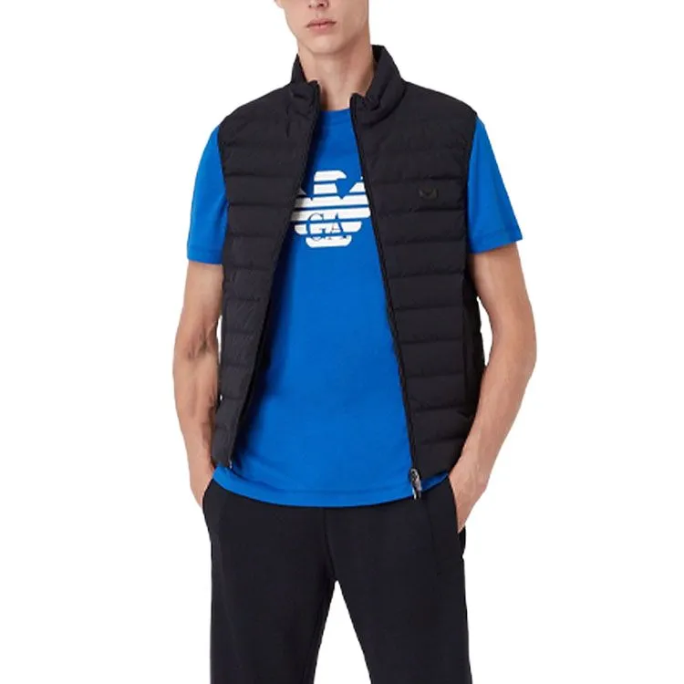 EMPORIO ARMANI Sleeveless Full zip Down Jacket In Quilted Nylon With Eagle Logo Patch-2