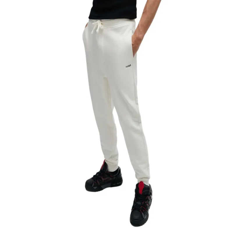HUGO BOSS FW23 Cotton Terry Tracksuit Bottoms With Logo Print Casual Pants Men's White-3