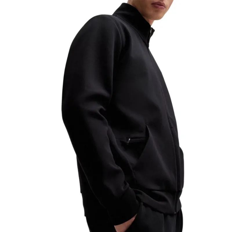 HUGO BOSS Stretch Cotton Zip Up Sweatshirt With Logo Print Jackets Coats Men's Black-4