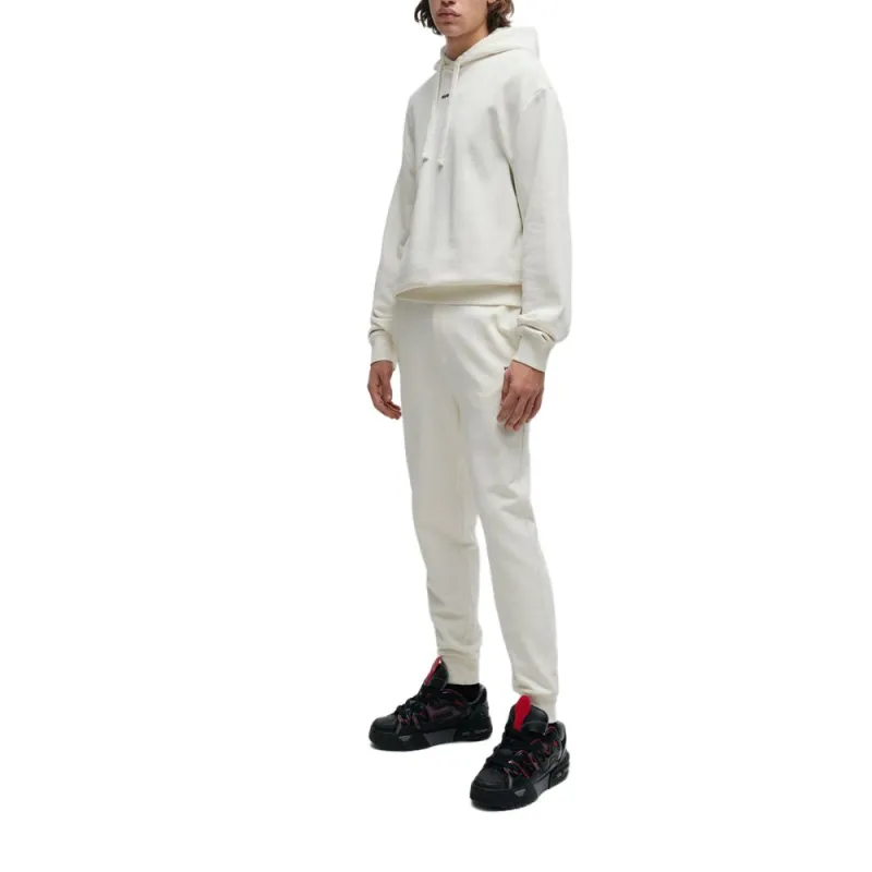 HUGO BOSS FW23 Cotton Terry Tracksuit Bottoms With Logo Print Casual Pants Men's White-4