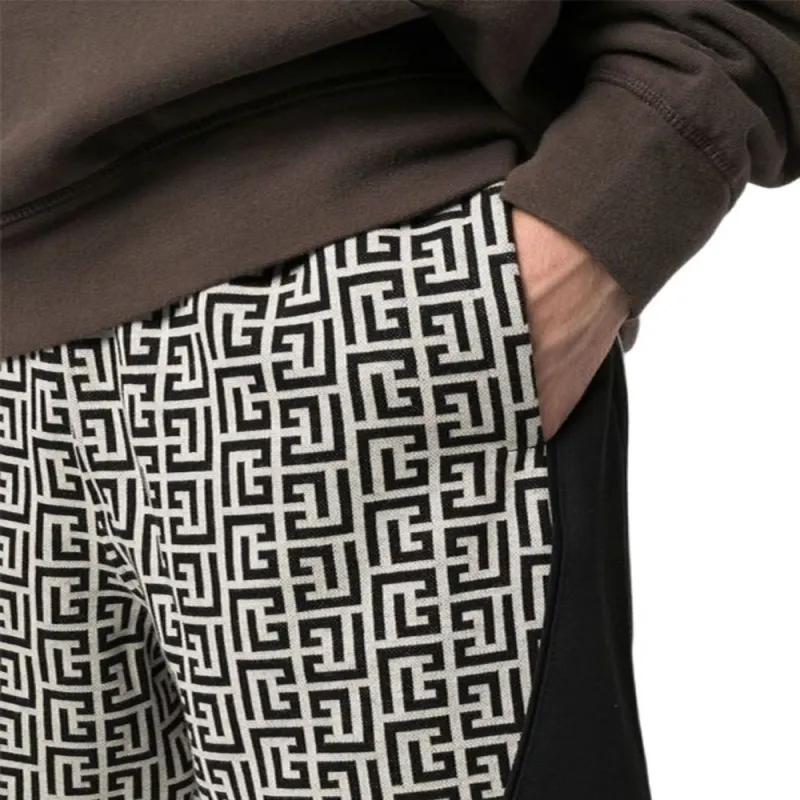 BALMAIN All-Over Monogram-Printed Drawstring Shorts-4