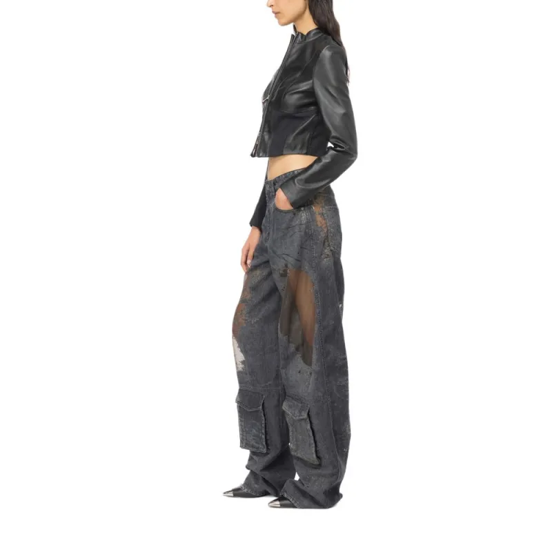 PINKO Zip Up Mock Neck Cropped Jacket-4