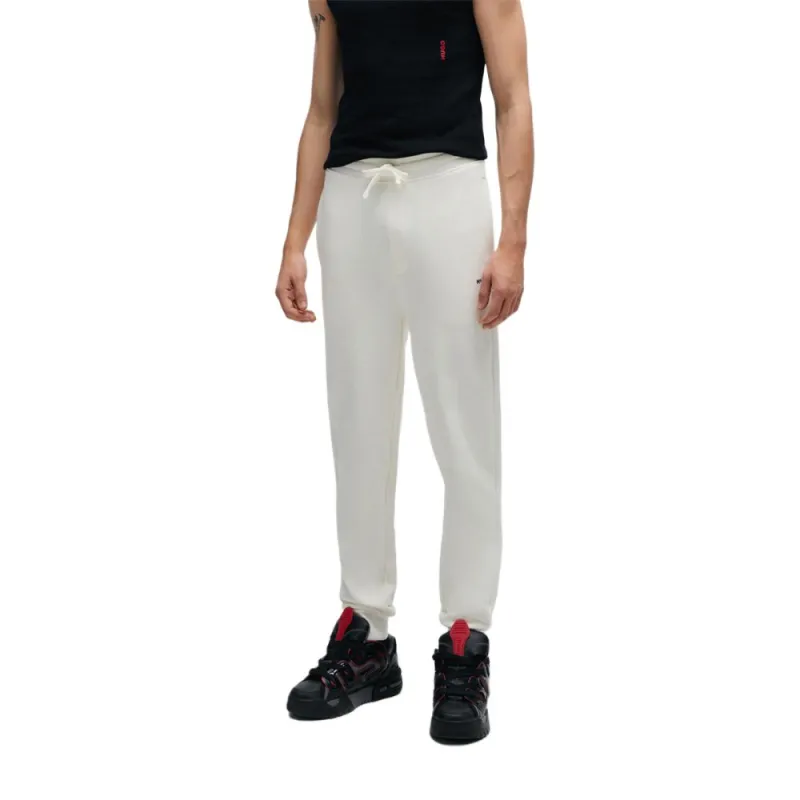 HUGO BOSS FW23 Cotton Terry Tracksuit Bottoms With Logo Print Casual Pants Men's White-1