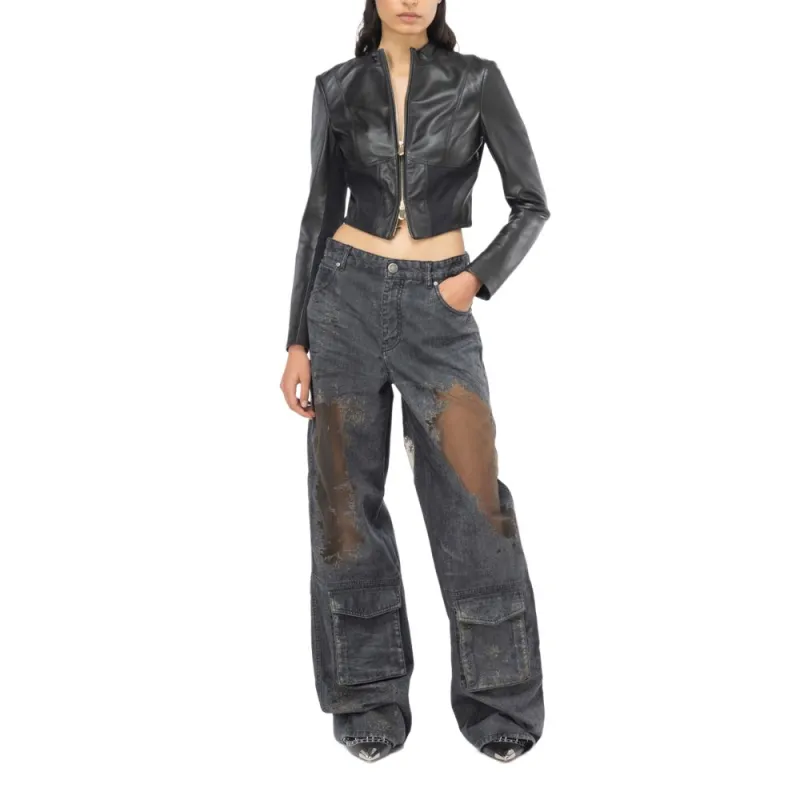 PINKO Zip Up Mock Neck Cropped Jacket-2